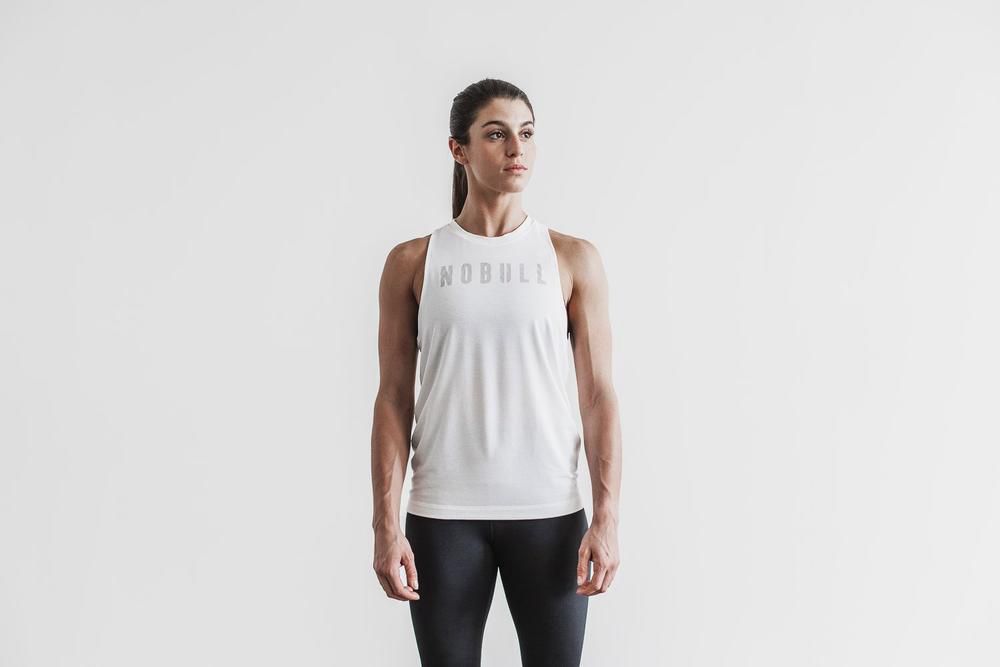 NOBULL Women's High-Neck Tank Tops - White - Ireland (5871ZAKWE)